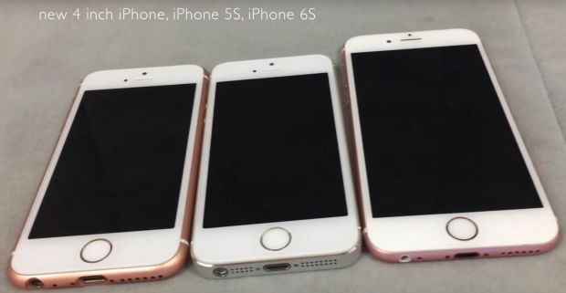 The alleged iPhone SE compared to 5s and 6