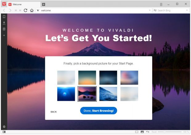 Vivaldi 1.0 Welcome Screen