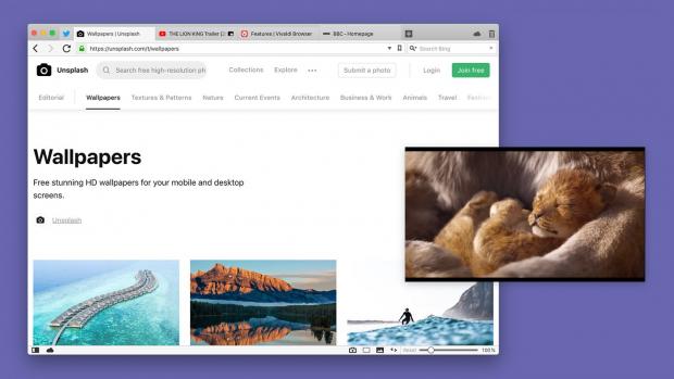 Vivaldi 2.2 features Picture-in-Picture support