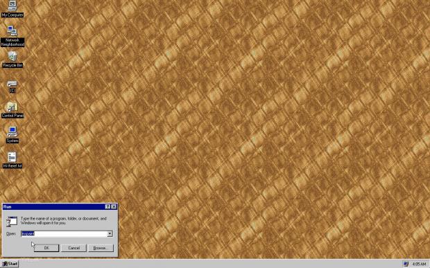 Windows 95 run dialog