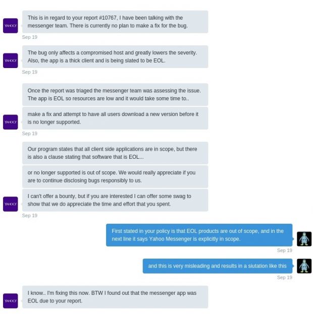 Ahrens-Yahoo private conversation on Twitter