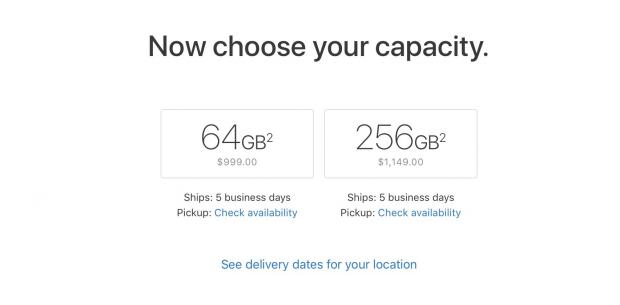 iPhone X available in 64GB or 256GB variants