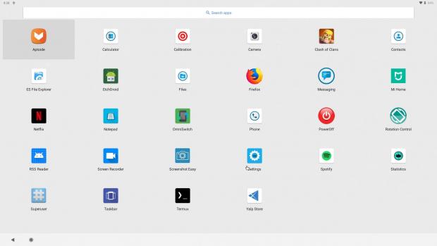 AndEX Pie 9.0 showing all pre-installed apps