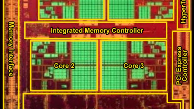 AMD Llano quad-core CPU die