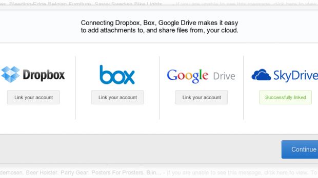 Attachments.me supports Dropbox, Box.me, Google Drive and now SkyDrive