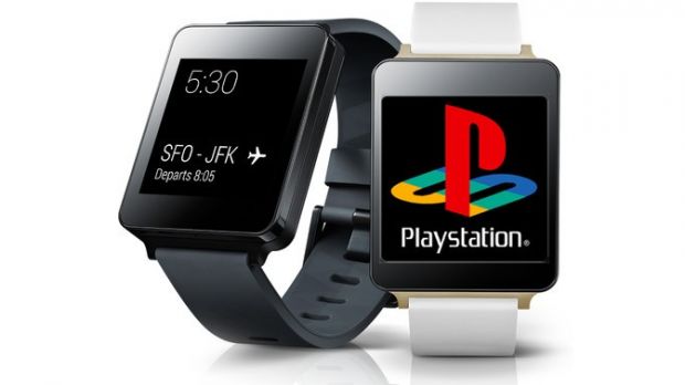 LG G Watch shown with PlayStation games