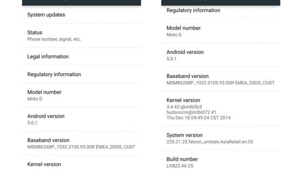 Android 5.0.1 Lollipop on first-gen Moto G
