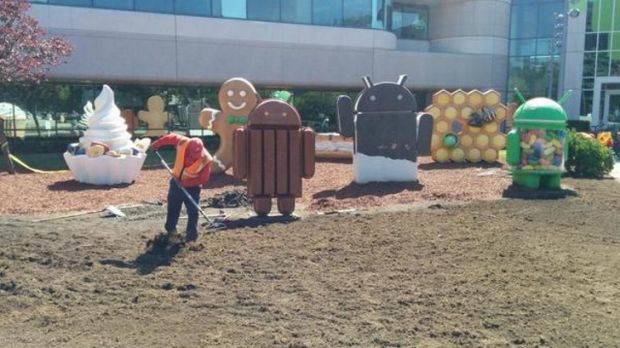 Worker preparing the land for Android statue