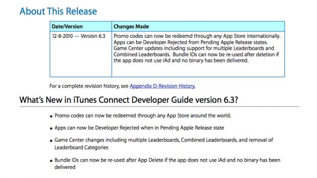 iTunes Connect Developer Guide screenshot