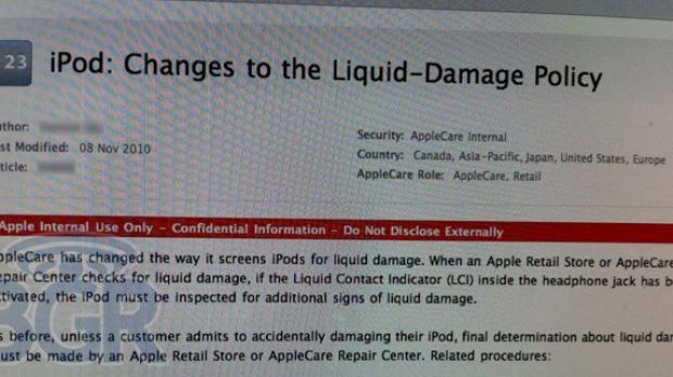 Amended internal liquid damage policy (screenshot)