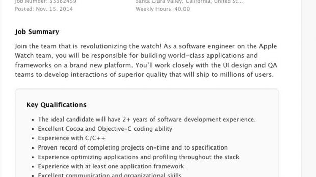 Software Engineer, Apple Watch job position