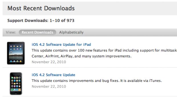 Apple.com downloads section (screenshot)