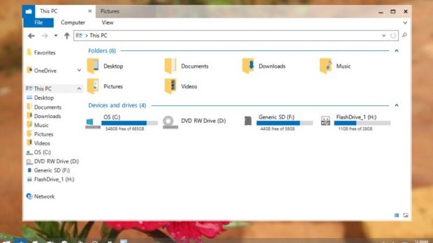 Windows 10 File Explorer with custom icons