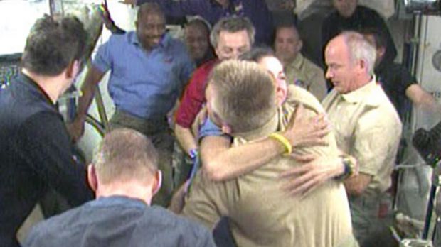 Atlantis and ISS crews bid each other farewell before the two spacecrafts separated, earlier today