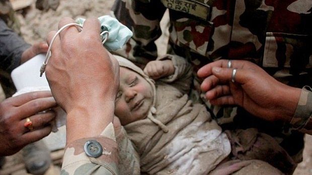 Baby boy survives Nepal earthquake