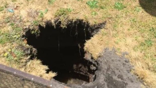 45-year-old woman falls into a sinkhole
