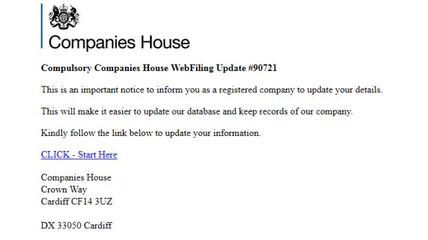 Companies House phishing email