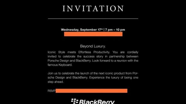 BlackBerry Porsche Design P'9983 launch invitation