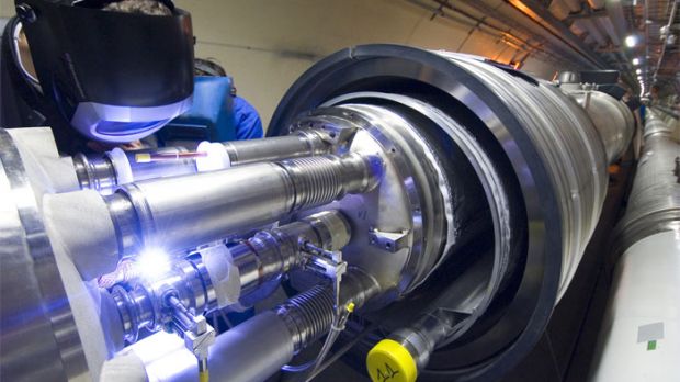 Large Hadron Collider magnet welding