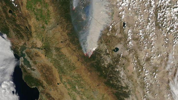 The California Rim Fire seen by a NASA satellite
