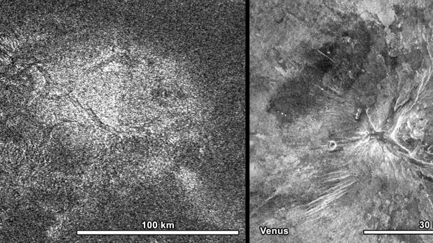 Cracks on Titan's surface believed to be caused by magma movement below the surface