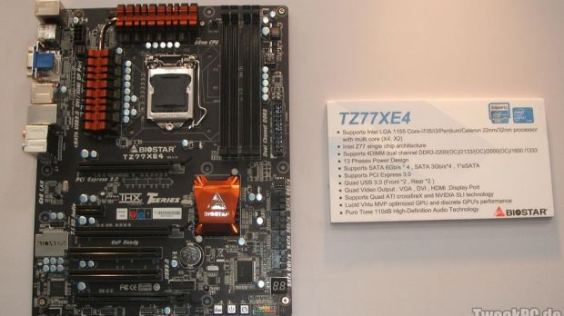 Biostar TZ77EX4 LGA 1155 motherboard with Intel Z77 chipset
