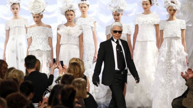 Iconic designer Karl Lagerfeld at the latest Chanel couture fashion show