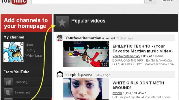 The experimental YouTube homepage design