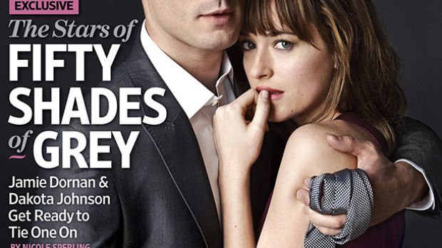 Jamie Dornan and Dakota Johnson in character for “Fifty Shades of Grey” first look