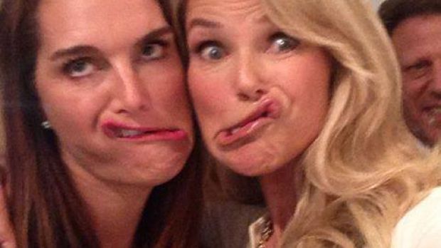 Christie Brinkley, Brooke Shields show they haven't lost their facial gymnastics abilities (click to see full image)