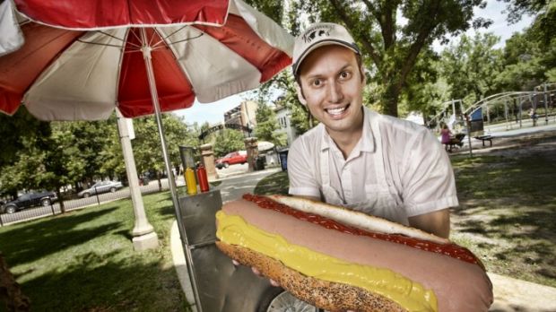 The world's biggest hot-dog is sold in Chicago and costs $38 (€30). It weighs 7lb (3kg)