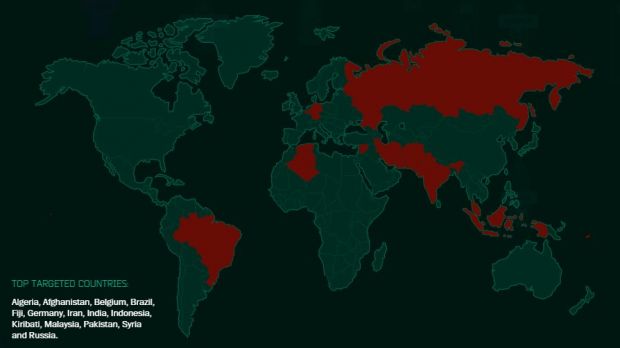 Top countries targeted by Regin