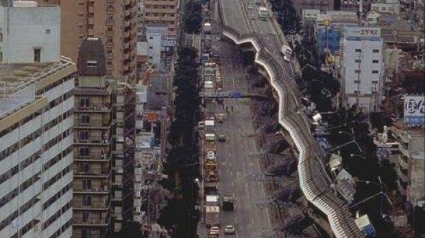 Hanshin expressway collapsed on January 17, 1995, during the 6.9 earthquake that hit Kobe, Japan