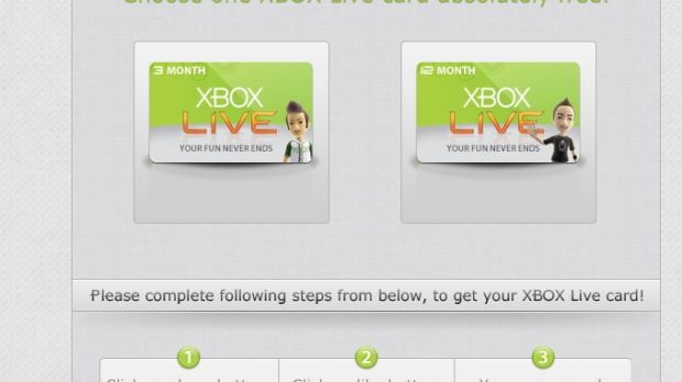 Fraudulent page claiming to offer free Xbox Live cards