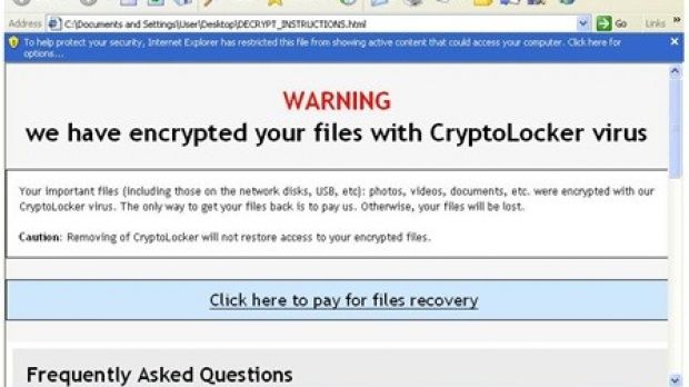 Ransom message posted by the CryptoLocker copycat