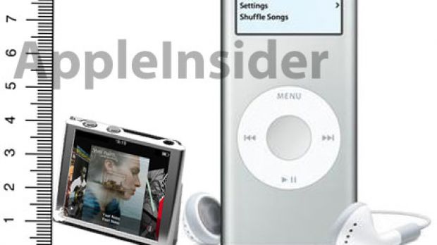 A rendering of Apple's anticipated iPod nano next to the existing second-generation model
