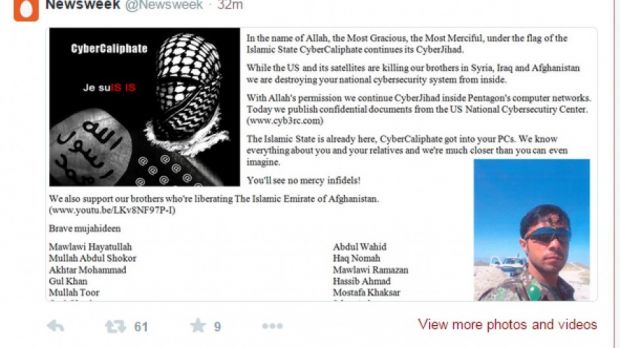 Message posted by Cyber Caliphate on Newsweek's tweet feed