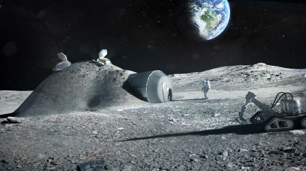 A lunar base built with on-site materials