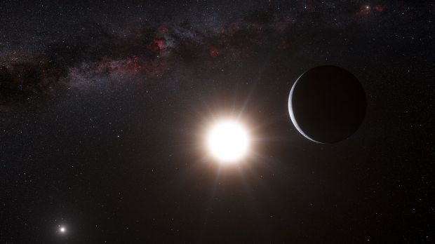 Alpha Centauri Bb around its star, without the labels