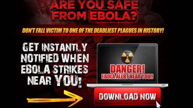 Webpage claiming to deliver toolbar that warns about Ebola cases spotted nearby