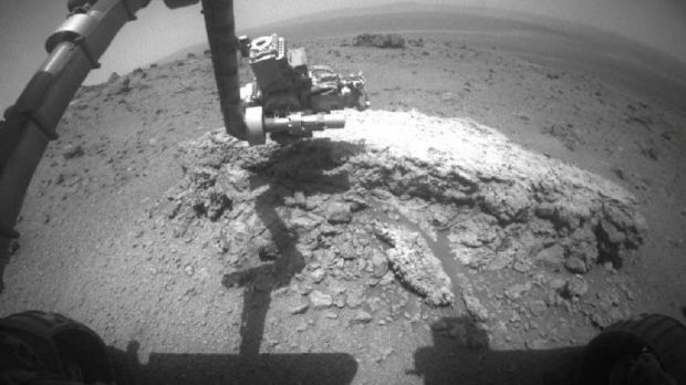 Opportunity's robotic arm is seen here moving towards Tisdale 2 for a close-up