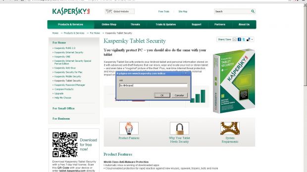 DOM-based XSS on the site of Kaspersky