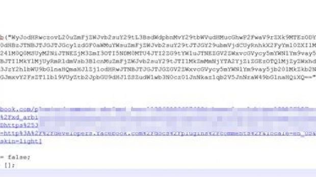 Malicious code available upon opening the Facebook page