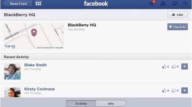 Facebook for BlackBerry PlayBook tablet v2.0
