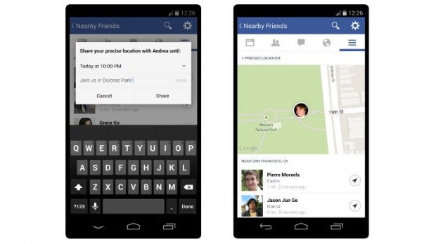Nearby Friends feature for Facebook for Android (screenshots)