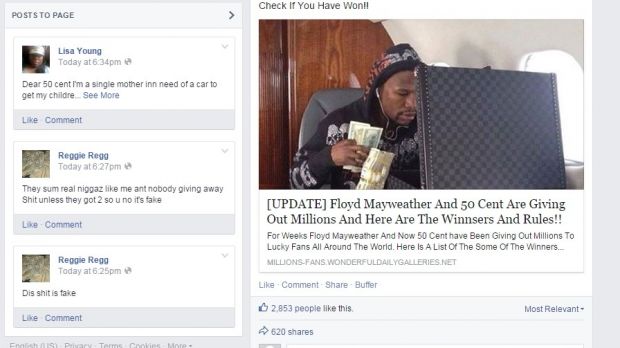 Fake Facebook profile for 50 Cent
