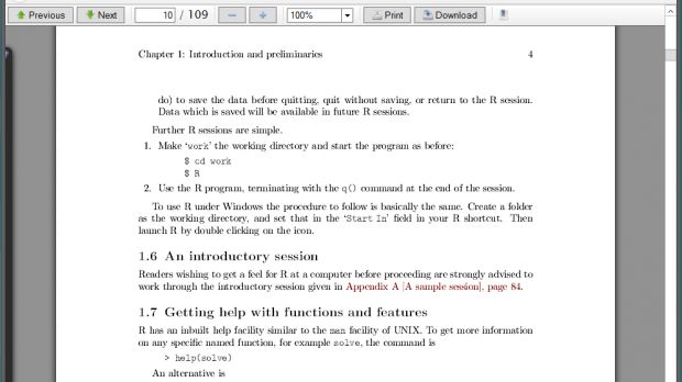 The built-in PDF viewer in Firefox 14 running on Windows 8