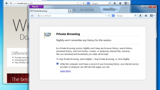 Activating per-window private browsing in Firefox