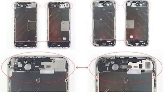 Part comparison between the alleged iPhone 5 and the current-generation iPhone (4)