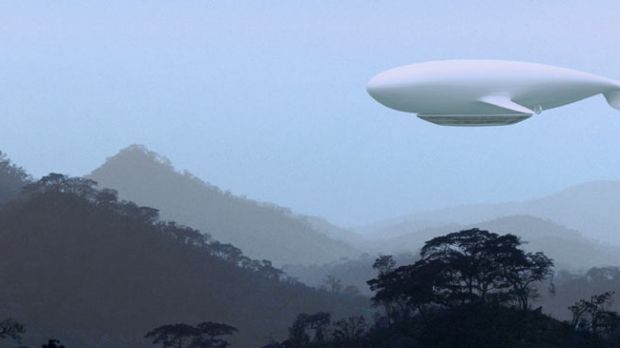 Artistic impression of the Manned Cloud airship in flight